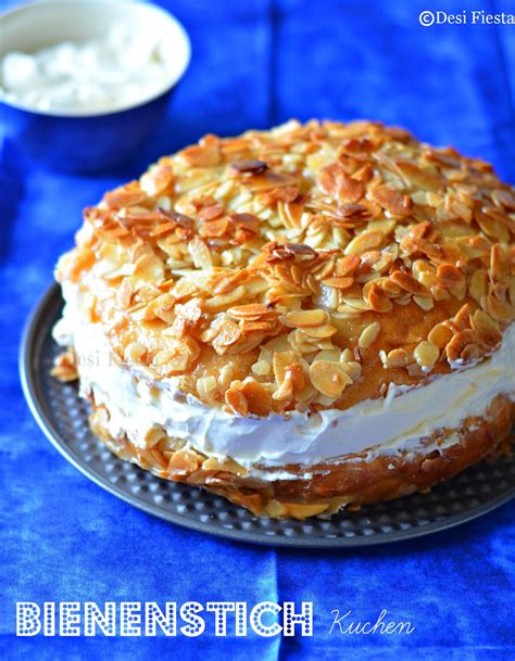 Bienenstich Kuchen (German Bee Sting Cake) - Eggless - Desi Fiesta