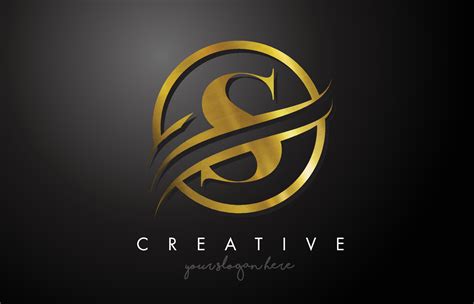 S Golden Letter Logo Design with Circle Swoosh and Gold Metal Texture 4874347 Vector Art at Vecteezy