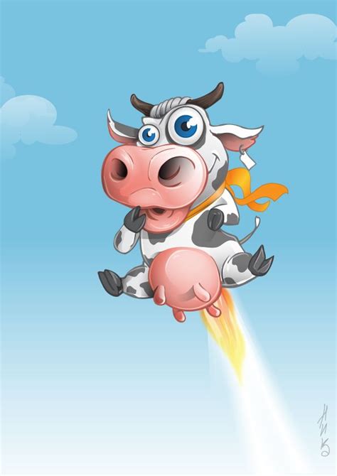 Flying Cow by Nikolay Stanev, via Behance | Мультипликационные рисунки ...