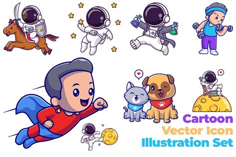 Cartoon Vector Icon Illustration Set