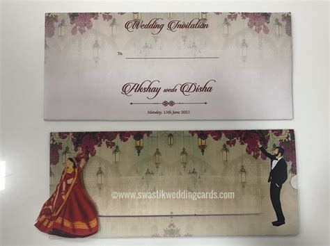 Sliding caricature cartoon artwork graphic Wedding Card - Swastik Cards