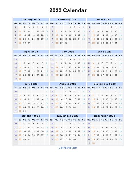 Printable 2023 Calendar With Week Numbers - Time and Date Calendar 2023 ...