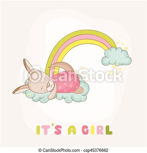 Baby kangaroo sleeping on a rainbow - baby shower or arrival card - in vector. | CanStock