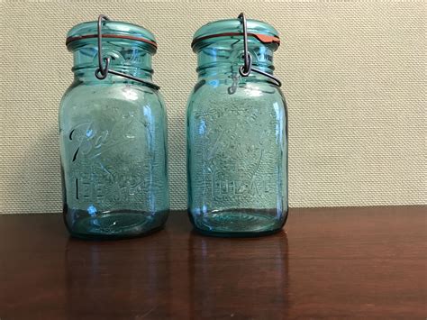 Blue Ball Jars, Vintage Ball Ideal Jars, Turquoise Mason Jar, Bicentennial Jars, Ball Jars with ...