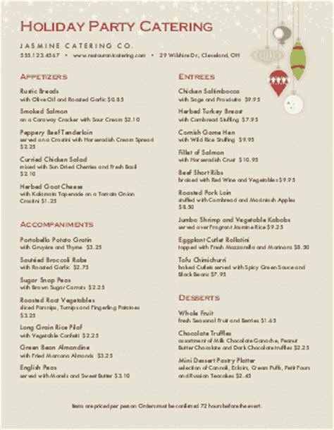 Christmas Party Catering Menu | Christmas Menus