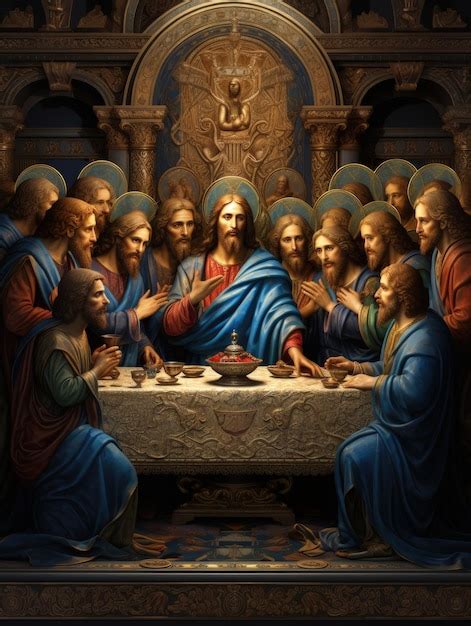 The Last Supper the 12 apostles and Jesus Christ religion Christianity ...