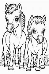 Cute Baby Horse Coloring Page Outline Sketch Drawing Vector Horse/cute  sketch template