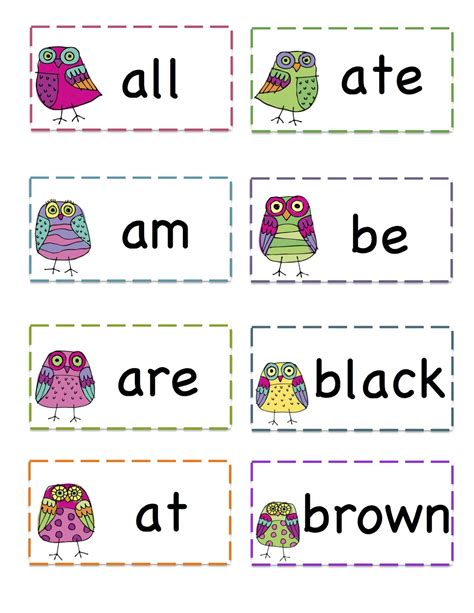 Owls Primer Sight Words Printable ~ Preschool Printables