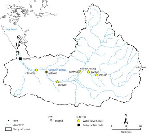 Map of the Fitzroy catchment showing the location of potential ...