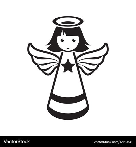 Simple black christmas angel icon Royalty Free Vector Image