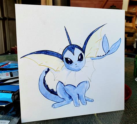 Made a quick watercolor Vaporeon for my sister's house : r/IDAP