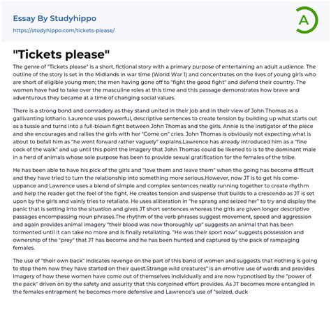 “Tickets please” Essay Example | StudyHippo.com