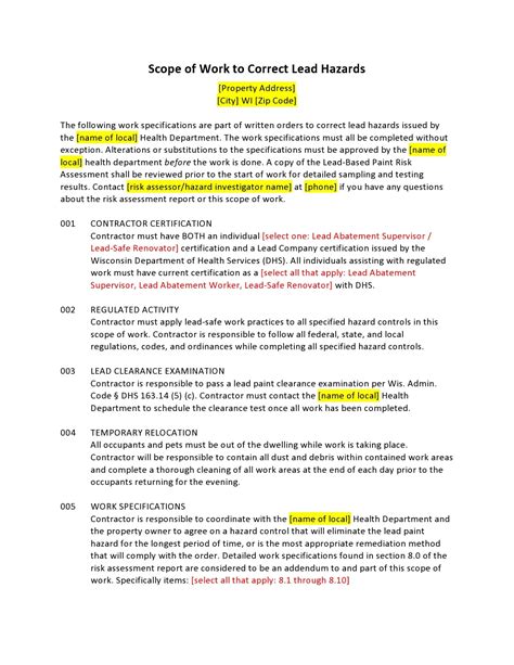 Scope Of Work Agreement Template - Sfiveband.com