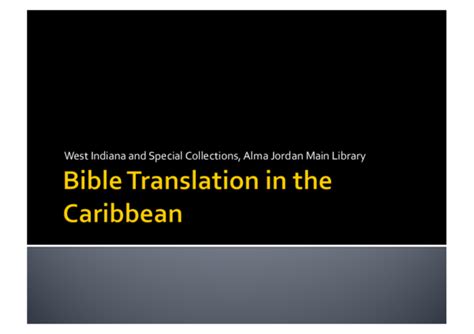 (PDF) Bible Translation(s) in the Caribbean | Jo-Anne S Ferreira ...