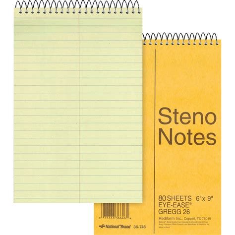 Standard Spiral Steno Pad, Gregg Rule, Brown Cover, 80 Eye-Ease Green 6 X 9 Sheets | Bundle of 5 ...