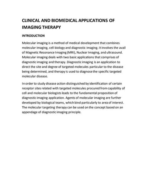 Clinical and biomedical applications of imaging therapy