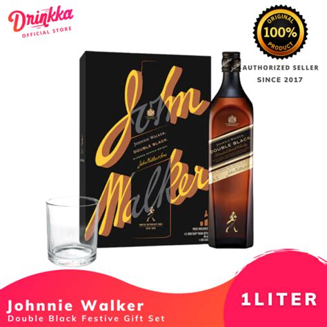 Johnnie Walker Double Black 1L Festive Gift Set Blended Scotch Whisky ...