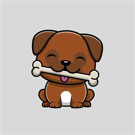 Cute Pug Dog Eating Bone Cartoon Vector Icon Illustration. | Cute pugs ...