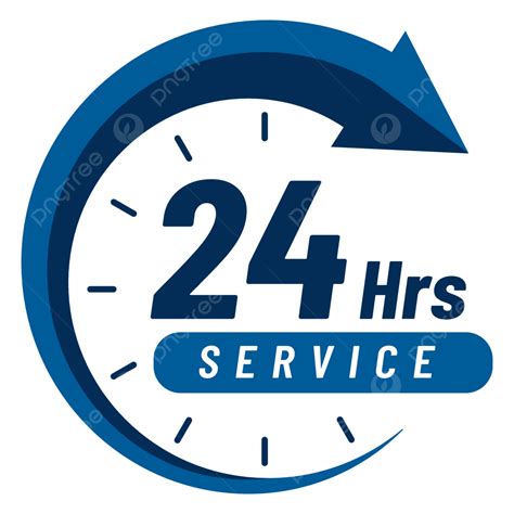 24 Hours Service Sign Design With Blue Round Arrow And Clock, 24 Hours ...