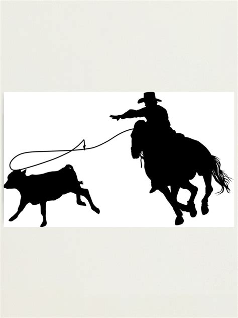 "Rodeo Theme - Calf Roping Silhouette" Photographic Print for Sale by SandpiperDesign | Redbubble