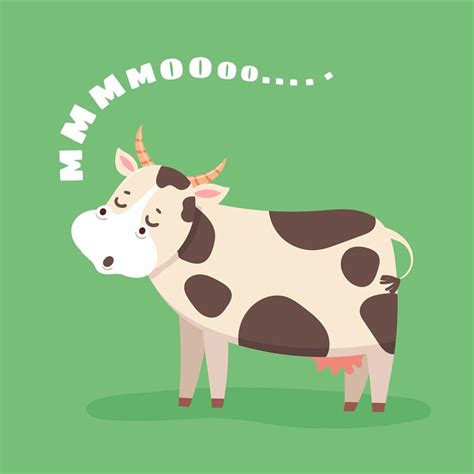 Cartoon cow. Happy farm cattle on grass field. Cute cow goes moo. Milk By Tartila | TheHungryJPEG