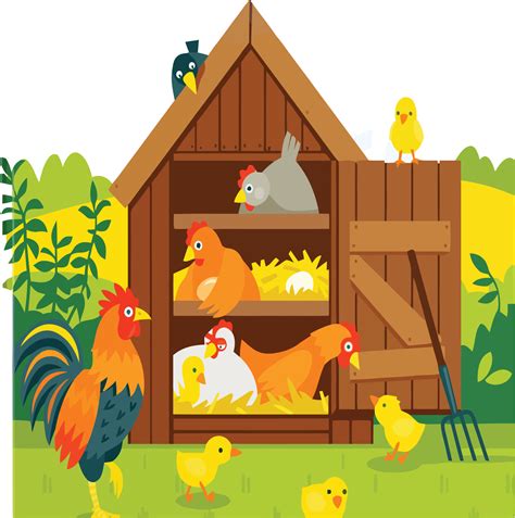 chicken farm vector illustration 12216567 Vector Art at Vecteezy