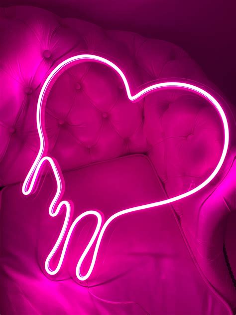 Dripping Heart Neon Sign Neon Sign Bedroom Heart Neon Light - Etsy