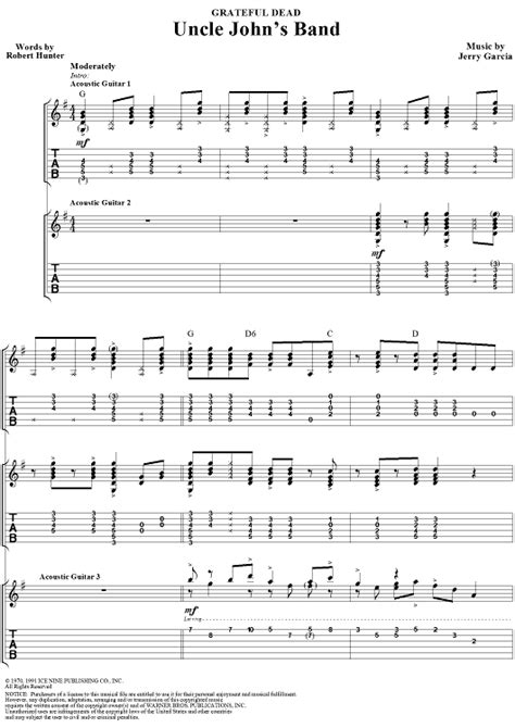 Uncle John's Band" Sheet Music by Grateful Dead for Guitar Tab/Vocal - Sheet Music Now