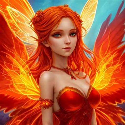 fairy goddess, warm colors, fiery background, closeup | OpenArt