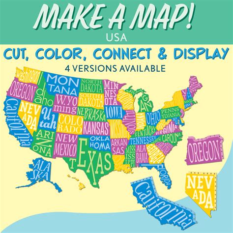 USA Make a Map! United States Interactive Bulletin Board Geography Activity in 2020 | Make a map ...