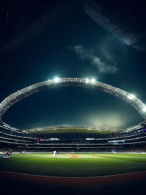 Premium Photo | Cricket stadium at night Background