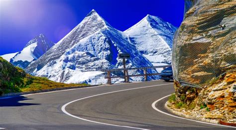 Snowy Mountain Peaks in Summer Season Along the Grossglockner National Park, Austria Stock Image ...