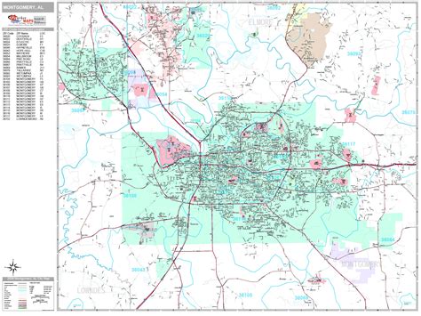 Montgomery Alabama Wall Map (Premium Style) by MarketMAPS - MapSales