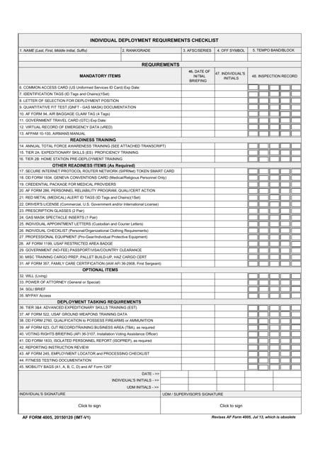 AF Form 4005 - Fill Out, Sign Online and Download Fillable PDF | Templateroller