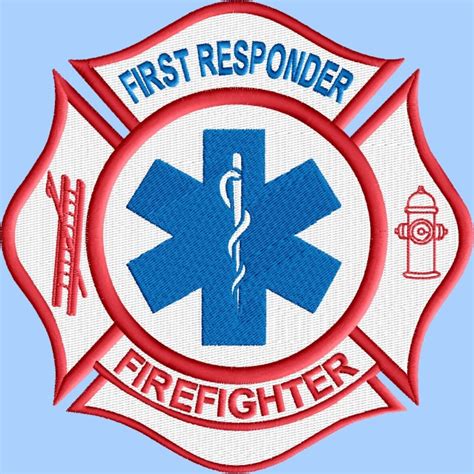 EMT First Responder Firefighter logo 3 size pack machine embroidery design