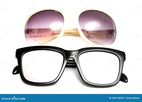 Two Pairs of Glasses Sunshades Sunglasses with Black Frame Framing Stock Photo - Image of damage ...