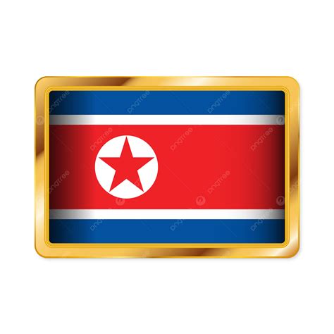 North Korea Flag With Square Badge Vector, North Korea, North Korea Flag, North Korea National ...