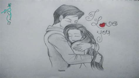 Anime Boy Hugging Girl Drawing