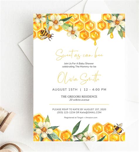 Honey-Baby Shower Invitation Baby Girl Birthday Invite Bee | Etsy