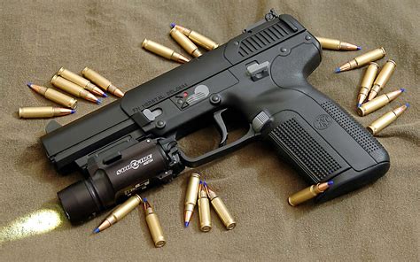 FN Five-Seven Pistol with Surefire Light - HD Wallpaper