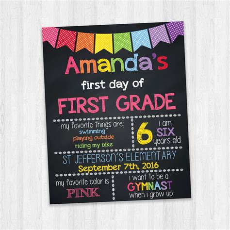 First Day Of First Grade Grade School Signs 1st Grade Signs