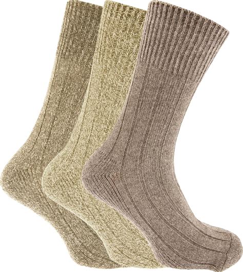 Mens Non Elastic Chunky Wool Boot Socks (Pack Of 3) (US Shoe 8-12 ...