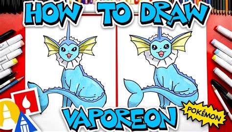 How To Draw Vaporeon Pokemon | Art For Kids Hub