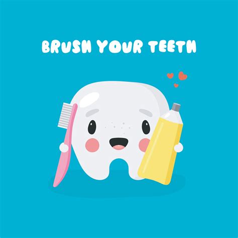 Poster about dental hygiene in cartoon style. The illustration shows ...