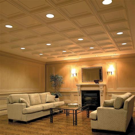 CGC Elegance™ Coffered Sculpted Ceiling Panels | Dropped ceiling, Low ceiling basement, Low ceiling