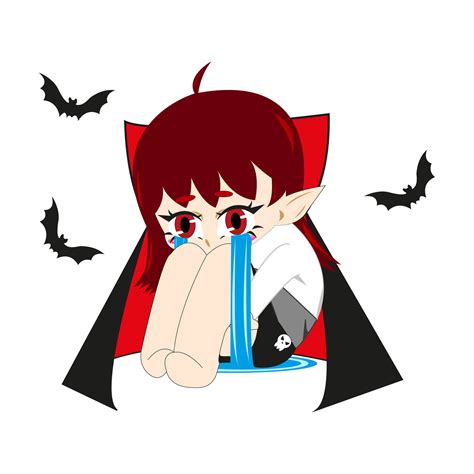 A young anime vampire girl is crying. Cartoon halloween icon, nice lady ...