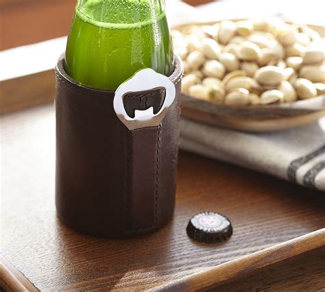 Leather Bottle Cooler with Opener | Pottery Barn