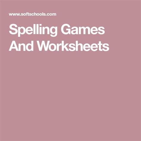 Spelling Games And Worksheets | Spelling games, Spelling, Fifth grade spelling words