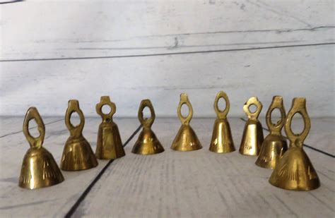 Brass Bell Set of Nine Small Solid Brass Bells Miniature - Etsy | Brass ...