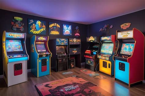 Premium Photo | Retro gaming room with vintage arcade machines and nostalgic decor